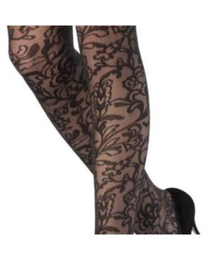  collant-Emilio-cavallini-fleurs-azalée-5E59-noir-détail
