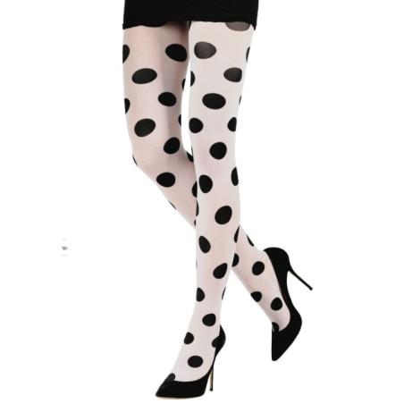 collant-Emilio-cavallini-Timeless-blanc-pois-noir-5418