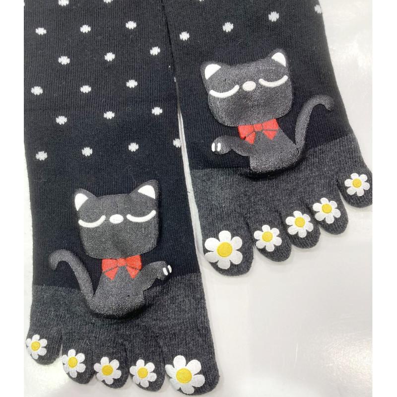 Chaussettes 5 doigts Plumetis chats à noeud pap