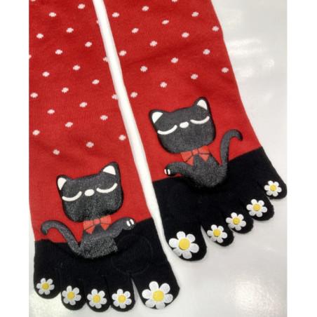Chaussettes 5 doigts Plumetis chats à noeud pap