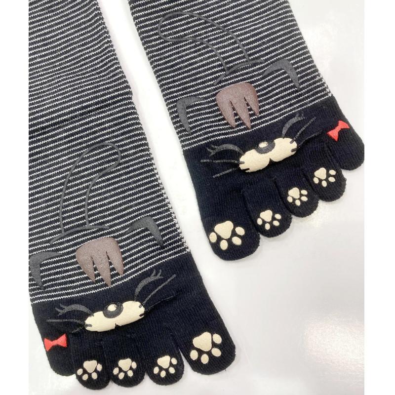 Chaussettes 5 doigts Rayures Chats Moustaches