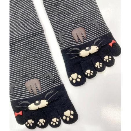 Chaussettes 5 doigts Chats rayures ludiques