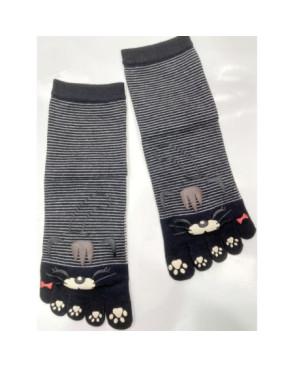 Chaussettes 5 doigts Rayures Chats Moustaches