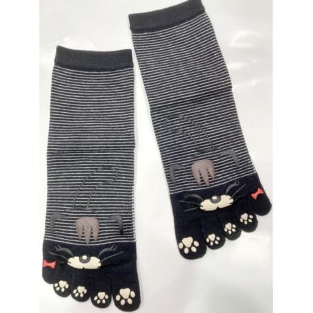Chaussettes 5 doigts Rayures Chats Moustaches