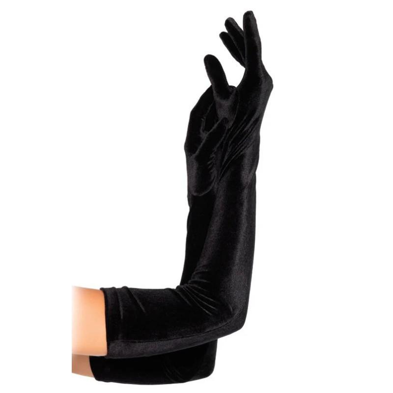 Gants longs velours noir chic