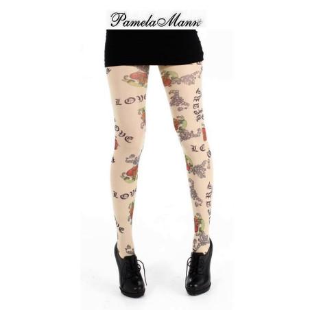 Collant Pamela Mann coeur tatoos
