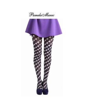 Collant Pamela Mann coeurs blancs