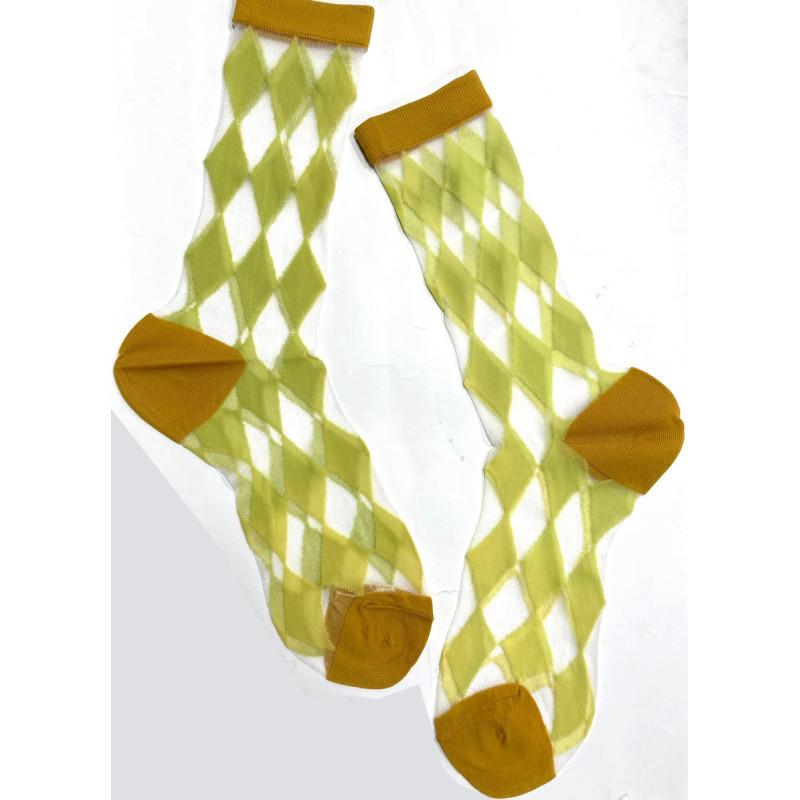 Chaussettes Crystal Arlequin Anis Tendance