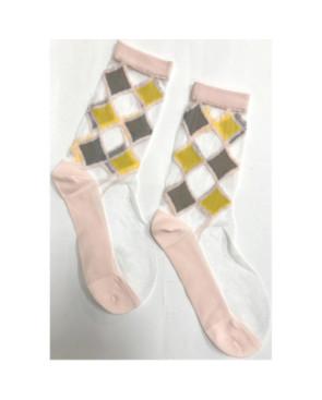 Chaussettes Arlequin Losanges Ludiques Tendance vert rose