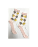 Chaussettes crystal Arlequin rose Vert