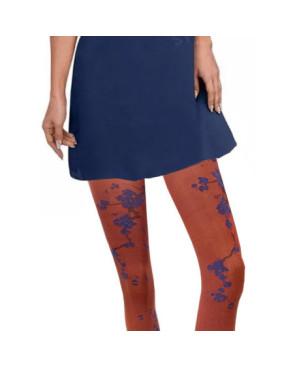 Collant-berthe-aux-grands-pieds-sakura-Fleuri-ROUGE-FONCE