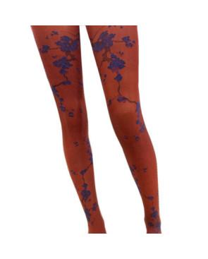 Collant Berthe aux grands Pieds Brique Fleurs Sakura