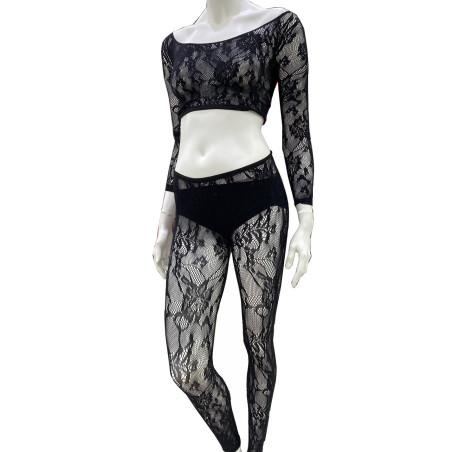 Coffret Top et leggings dentelle Bouquet fleuri