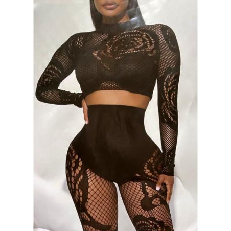 Coffret Top et leggings résille baroque