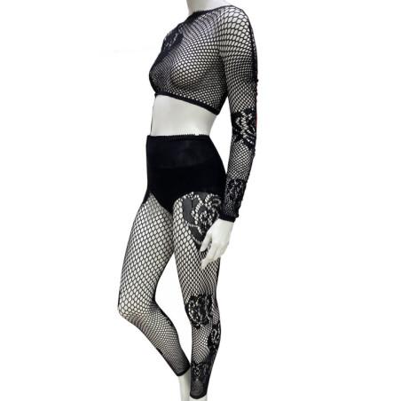 Coffret Top et leggings résille baroque
