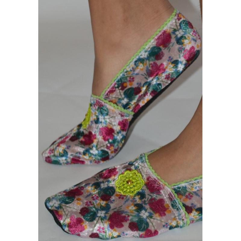 Chausson de voyage Elisa Vert Fleuri Ixli