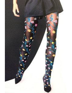 Collant Edith Bouquet fleuri Platino