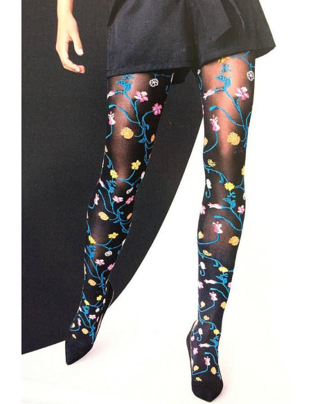 Collant Edith Bouquet fleuri Platino