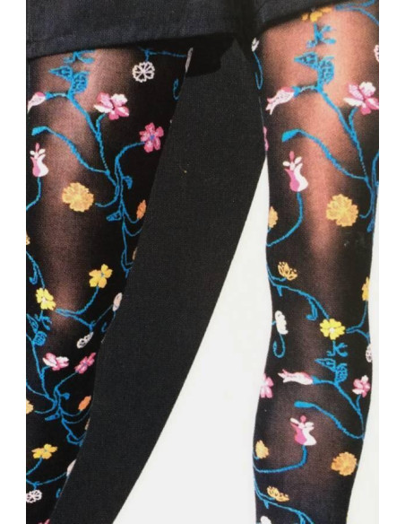 Collant Edith Bouquet fleuri Platino