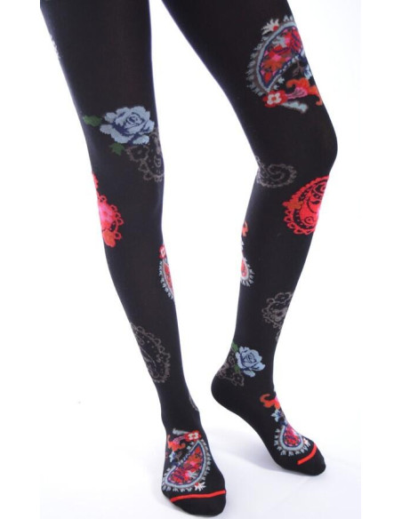 Collant Fil de joie Motif Cachemire Fleuri