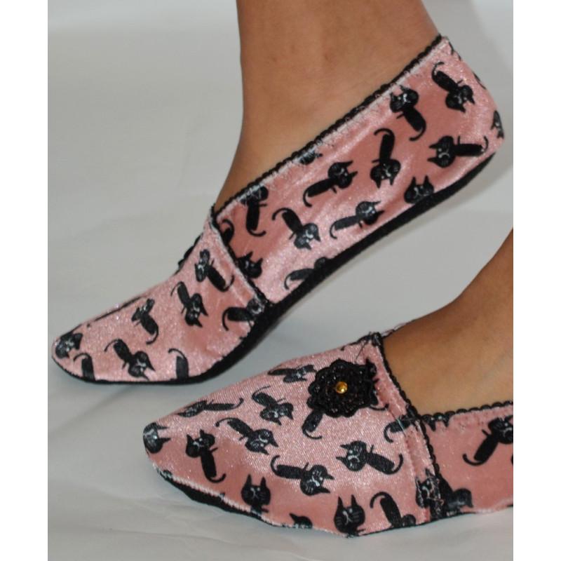 Chaussons de Voyage Miaou Rose Ixli
