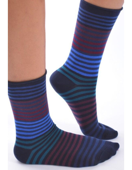 Chaussettes bord roulé Cronert Rayures rouges