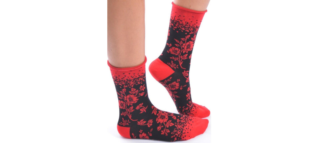 Chaussettes Bords roulés Fleurs
