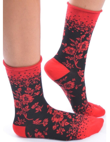 Chaussettes Bords roulés Fleurs