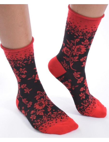 Chaussettes Bords roulés Fleurs