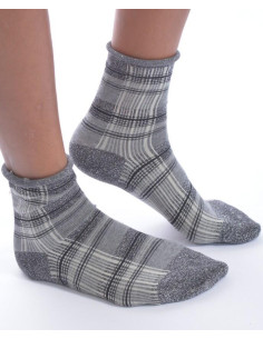 Chaussettes bords roulés lurex Prince de Galles 2