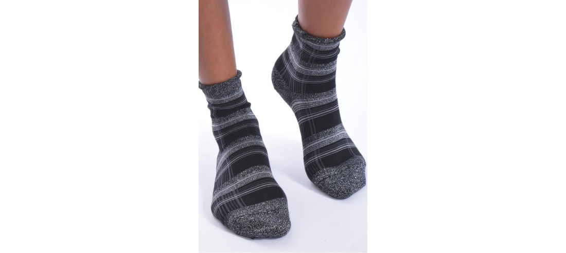 Chaussettes bords roulés lurex Prince de Galles