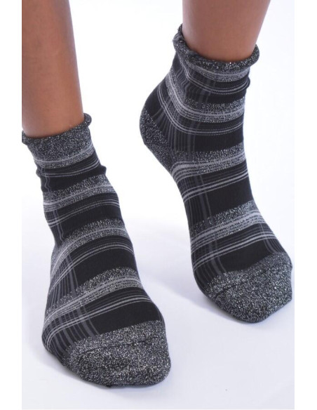 Chaussettes bords roulés lurex Prince de Galles