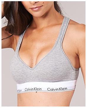 BRASSIERE-bralette-CK-lift-modern-cotton-gris-porté-avant