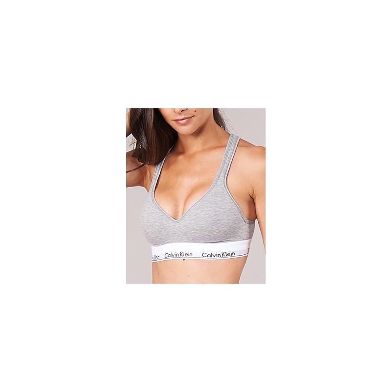 BRASSIERE-bralette-CK-lift-modern-cotton-gris-porté-avant