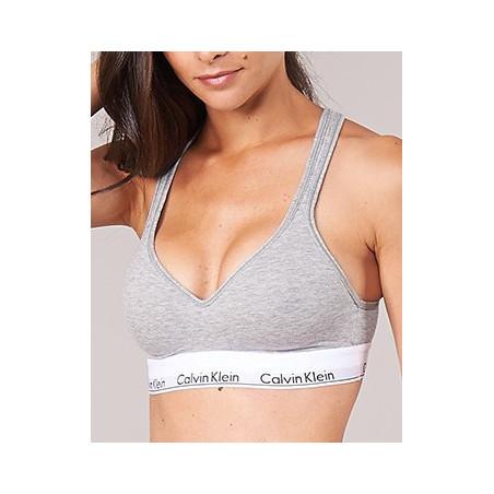 BRASSIERE-bralette-CK-lift-modern-cotton-gris-porté-avant