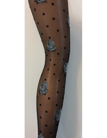 Collant Plumetis Fleuri Omero