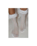 Chaussettes Caprices rayures et cœurs verticaux  à revers Dentelle