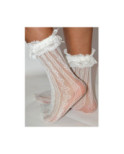 Chaussettes Caprices rayures et cœurs verticaux  à revers Dentelle
