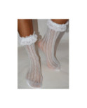 Chaussettes Caprices rayures et cœurs verticaux  à revers Dentelle