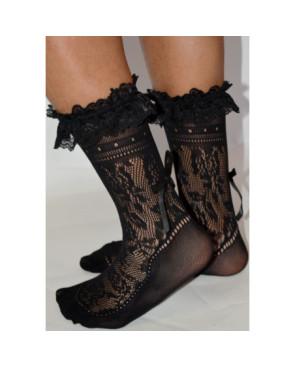 Chaussettes Caprices dentelle et rubans revers Dentelle