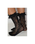 Chaussettes Caprices dentelle et rubans revers Dentelle