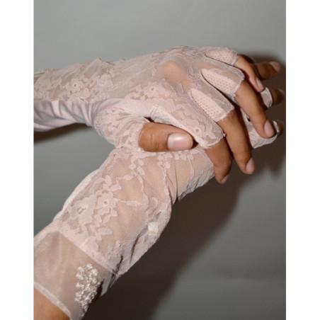 Mitaines Dentelle D'été anti UV chic Rosé