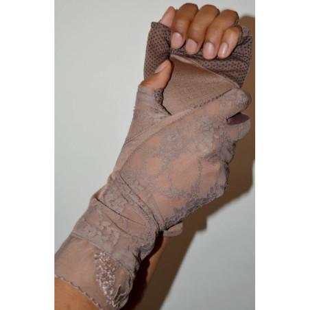 Mitaines Dentelle D'été anti UV chic chocolat