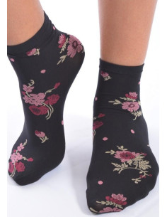 Socquettes Lycra imprimées fleurs chics