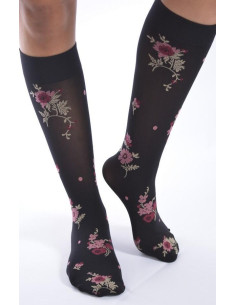 Mi bas lycra imprimé chic fleuri Voilà