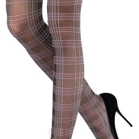 Collant Emilio Cavallini Tartan noir carreaux rose