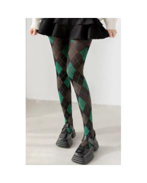 Collant-opaque-losanges-large-noir-brun-vert