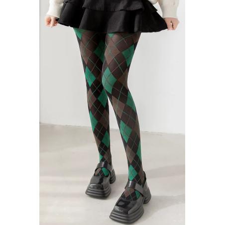 Collant-opaque-losanges-large-noir-brun-vert