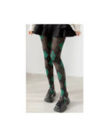 Collant Opaque Losanges Argyle Noir Vert