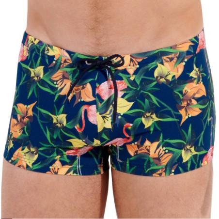 Boxer-de-bain-HOM-Flamingo-Bleu-profil